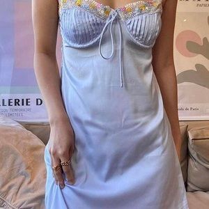 Blue floral (For Love and Lemons style) slip dress